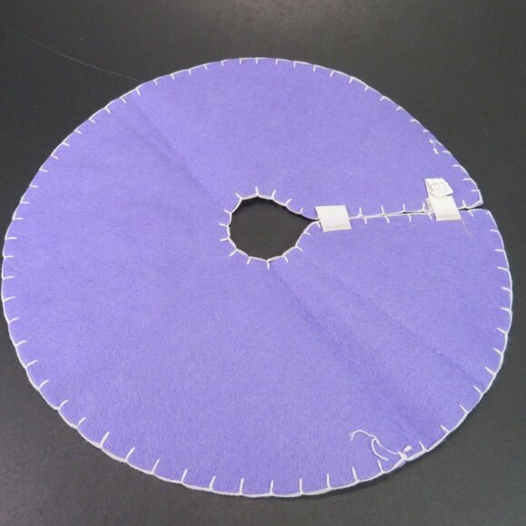 Purple Snowman Mini Tree Skirt Felt Rustic Farmhouse blanket stitch Tabletop - Picture 6 of 8